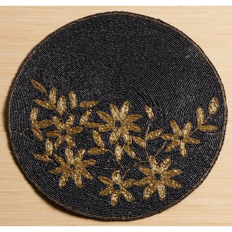 Unique Design Indian Handmade Beaded Mat Durable And Easy to Clean Place Mate Silver Beaded Table Runner