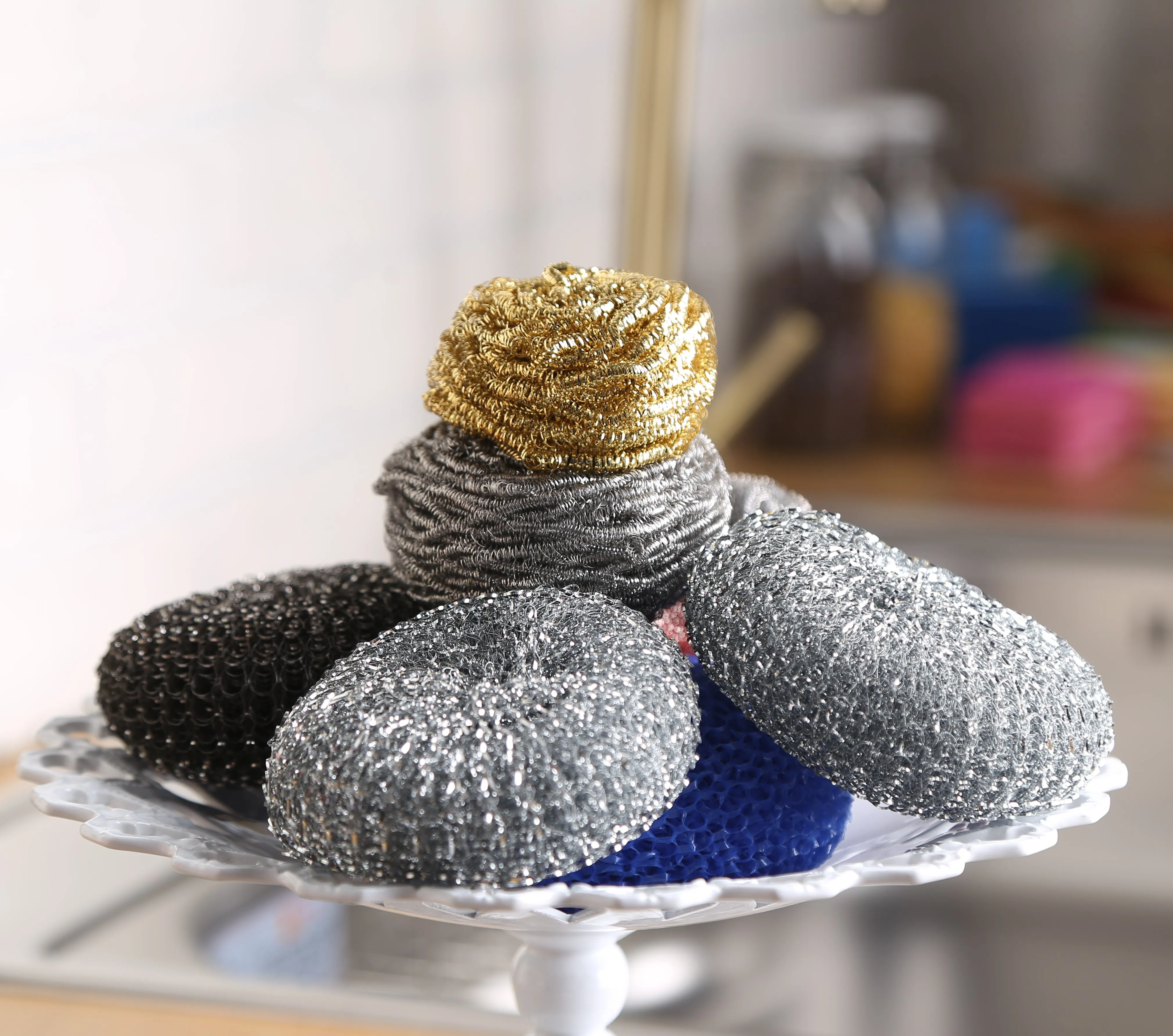 Korean best Pot cleaning ball High quality dish washing scrub pad eco-friendly metal scrub sponge