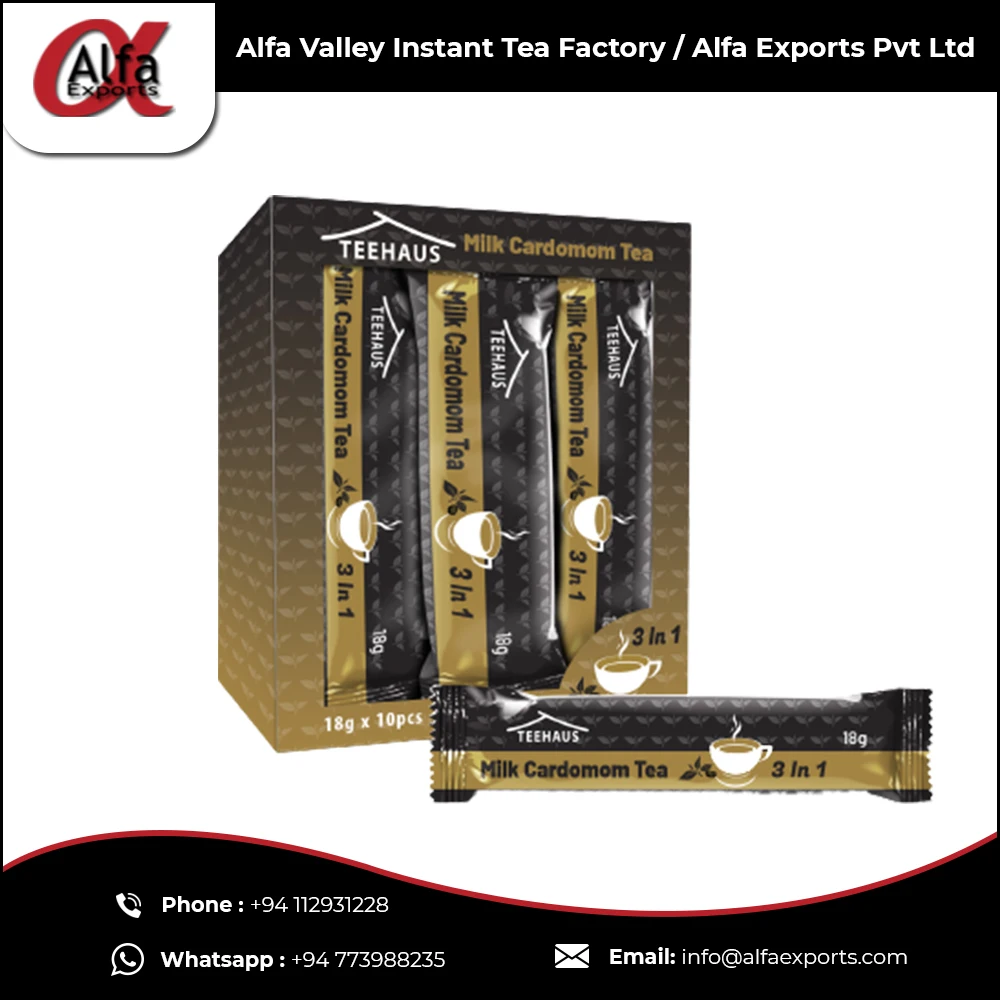 Hand Picked Fresh Tea Leaves Blended With Cardamom Made Instant 3in1 Premix Milk Cardamom Tea Powder In 18g Sachets