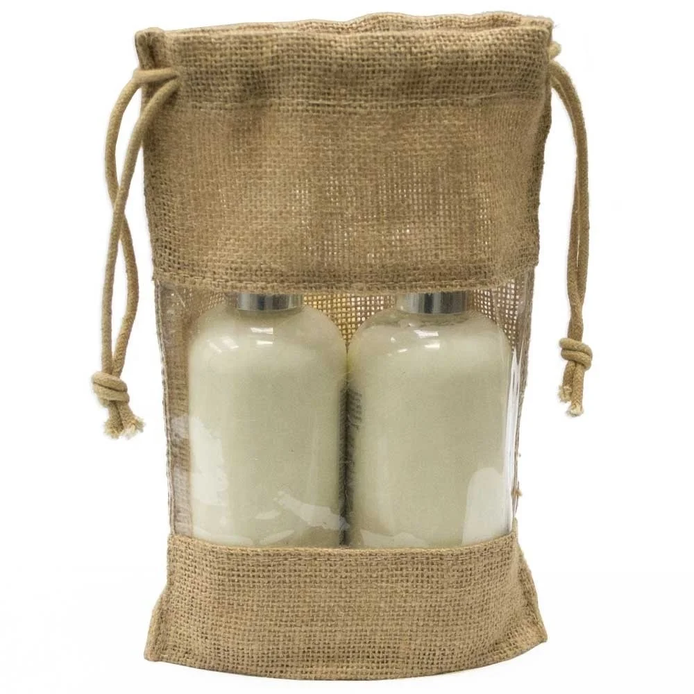 Natural jute wine bag Burlap bottle drawstring bag Promotional Jute Bag