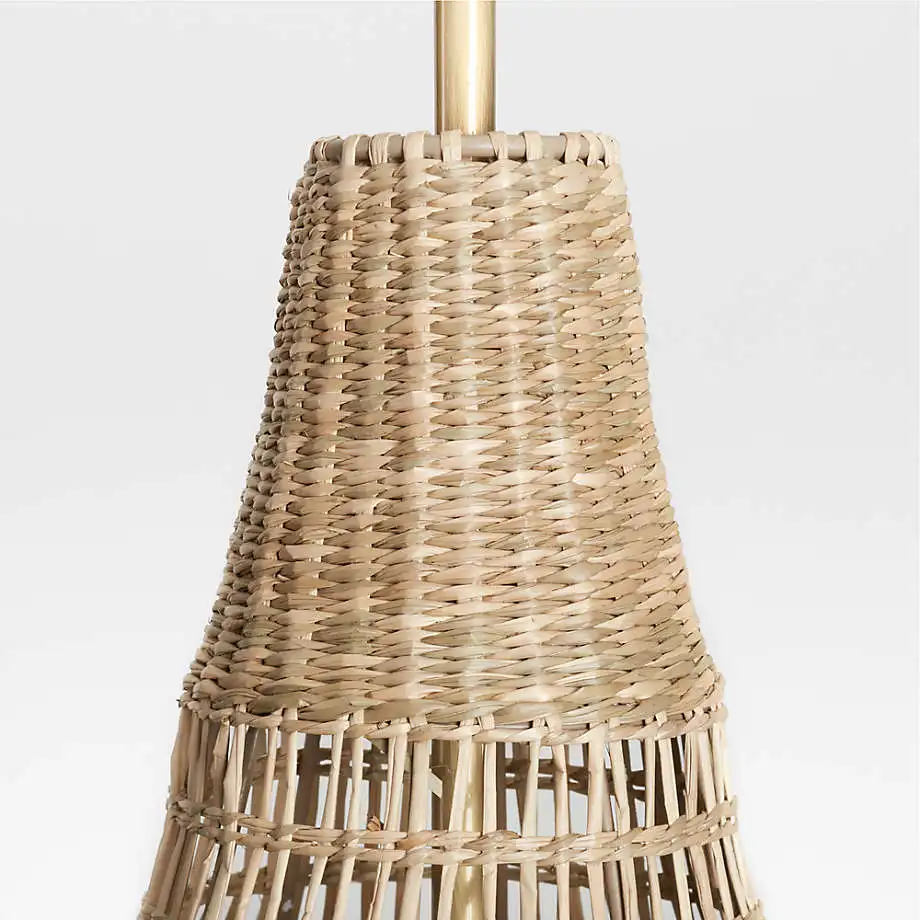 Small Slim Woven Seagrass Lampshade Pendant Light Home Decoration