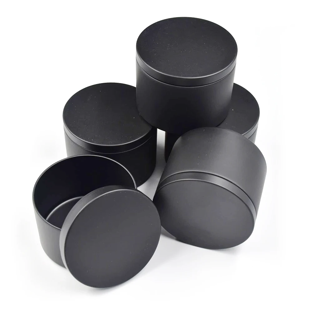 Wholesale Popular Candle Tins Container With Lid Seamless Double Sided Matte Black 8oz Candle Tin