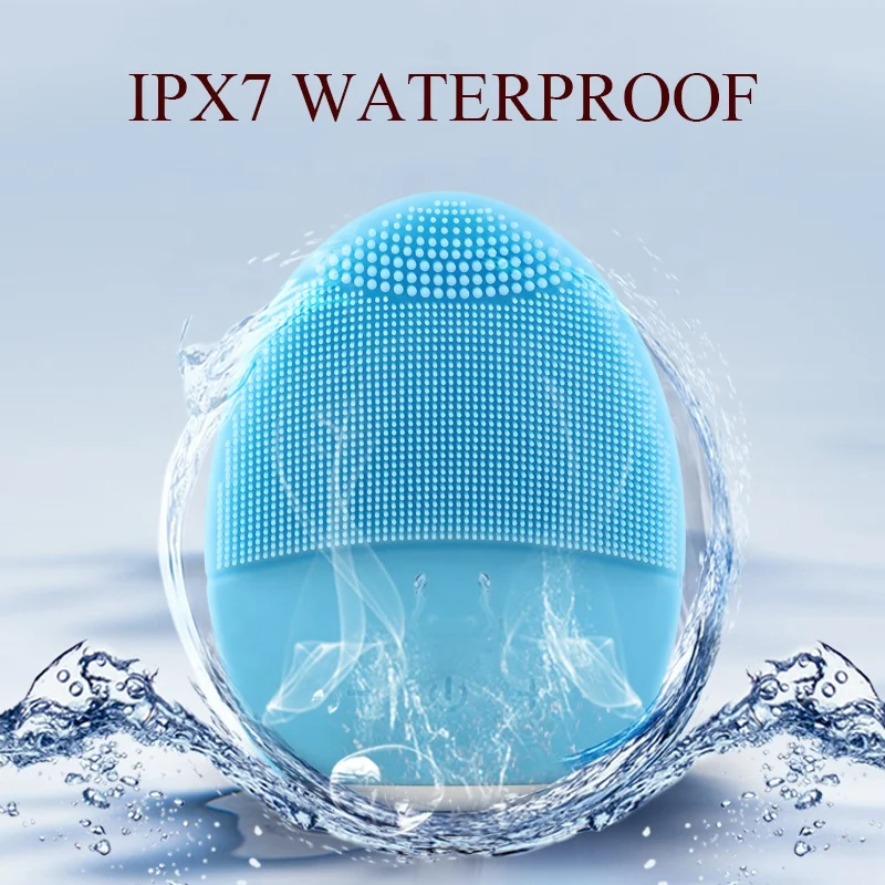  Double Sided Rechargeable Waterproof Electric Sonic Face Cleansing Brush Silicone