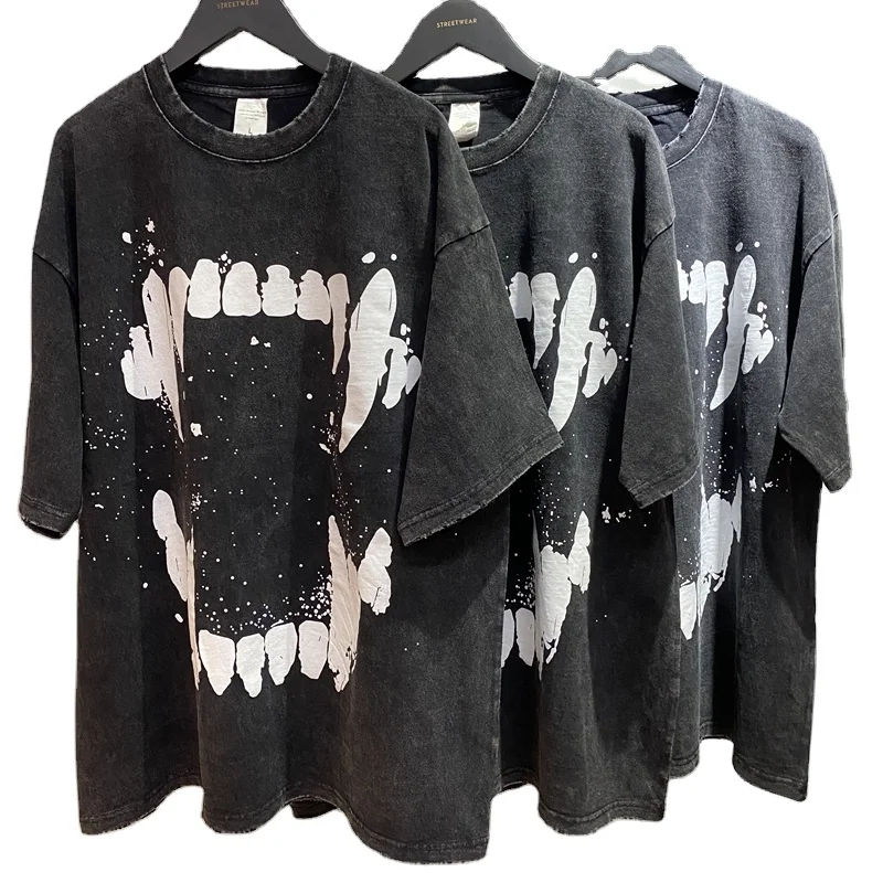 Производители винтажной одежды на заказ, Промытые футболки, черные футболки с принтом для мужчин, футболки большого размера