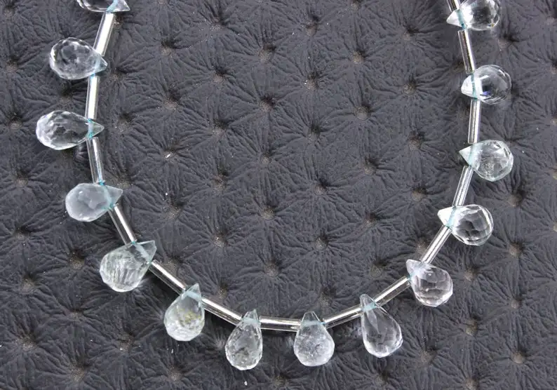 Натуральный Аквамариновый драгоценный камень 33 шт. граненые крошечные каплевидные бусины