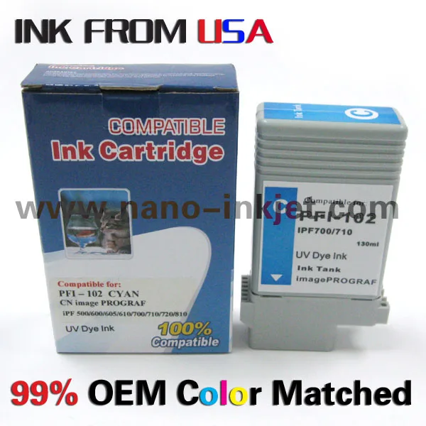 pfi-102 ink cartridge compatible for Canon iPF500/510/600/605/610/700/710/720/650/655/750 printer