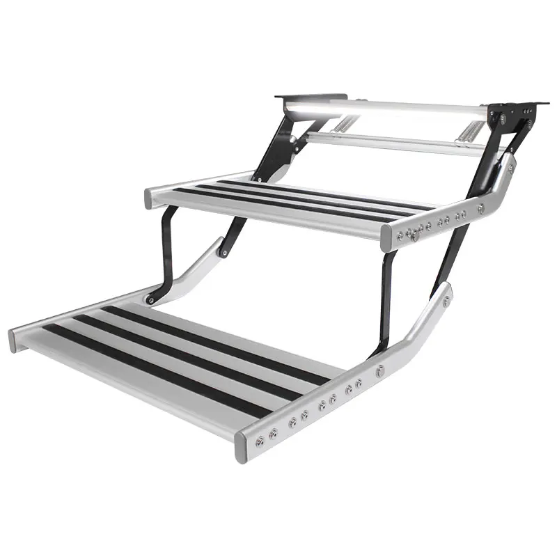 TYTXRV OEM Camper Trailer Motor Accessories Durable Anti-slip RV Aluminum Double Steps Electric Control with LED Light Caravan