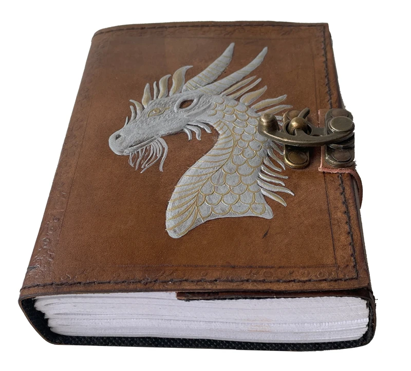 Embossed Leather Bound Journal Dragon Game Of Thrones Diary With Clasp Lock Vintage Perfect Notebook Blank Book Of Shadows 7x5