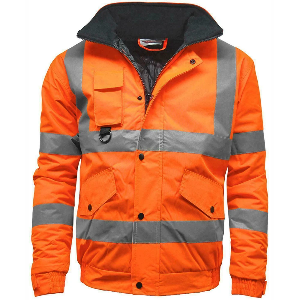 Road Safety Workwear Jacket Hi Vis Reflective Night Tape Men Jacket Site Security Jacket For Men Plus Size