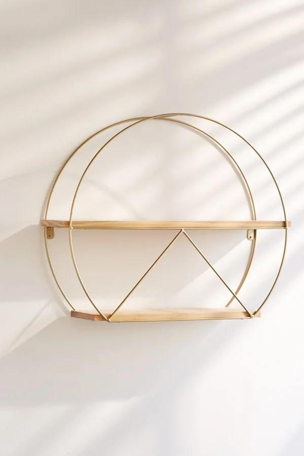Роскошная полукруглая Золотая настенная полка деревянная из проволоки домашний декор для гостиной хранения инновационная оптовая цена Индии