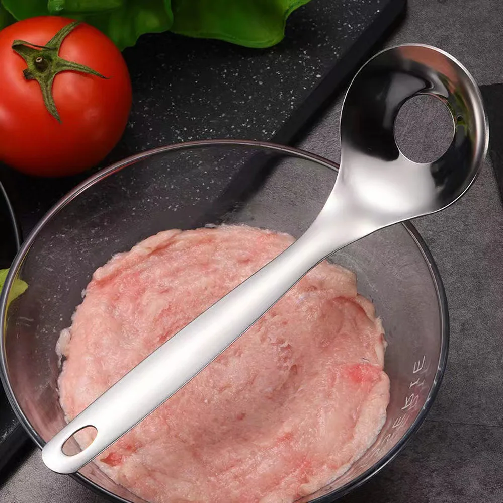 304 stainless machine household fish balls round spoon artifact pressure balls