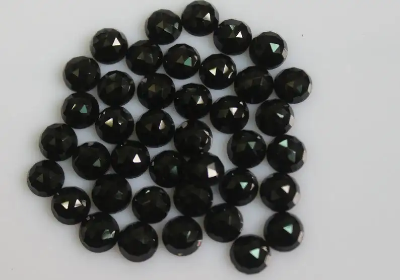 4mm Natural Black Spinel Round Rose Cut Cabochon Gemstone Natural Black Jewelry Making Stone 100% Natural Color Vivaaz Gems