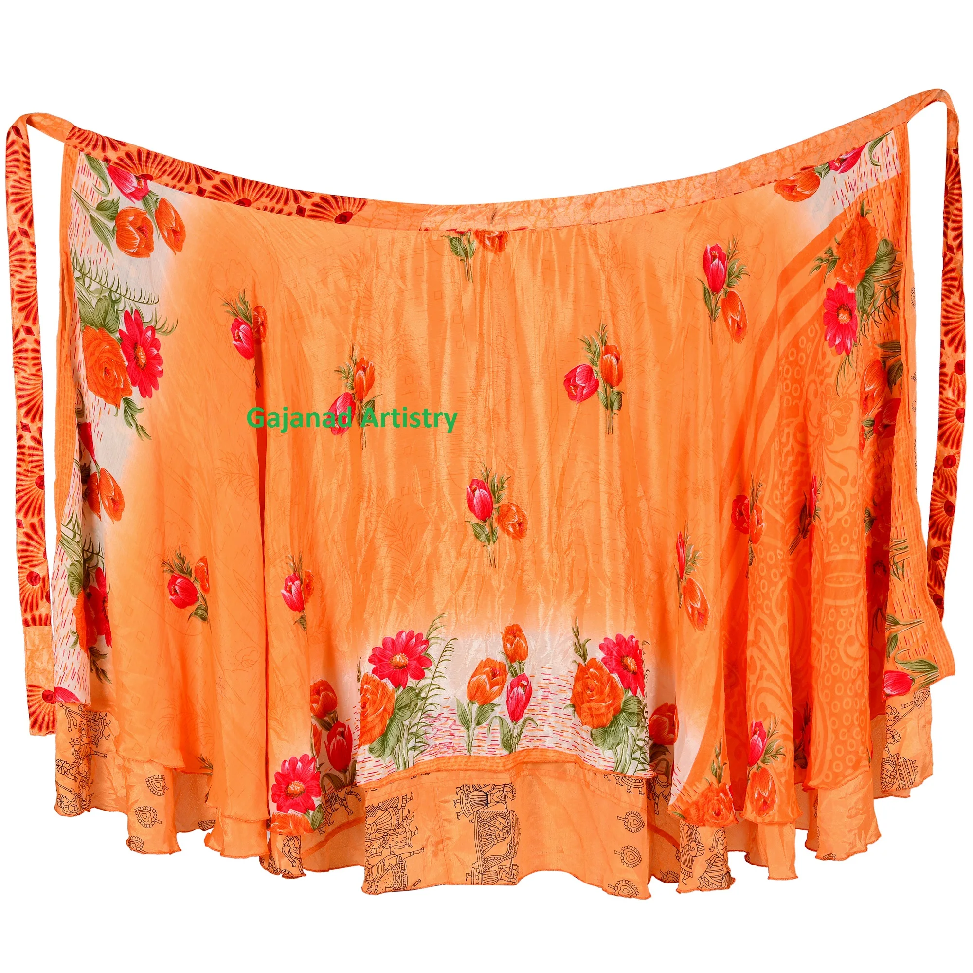 Wrap Reversible Long Skirt Vintage Silk Sari Long Wrap Skirts Indian Silk Long Boho Hippie Long Double Layer Skirt