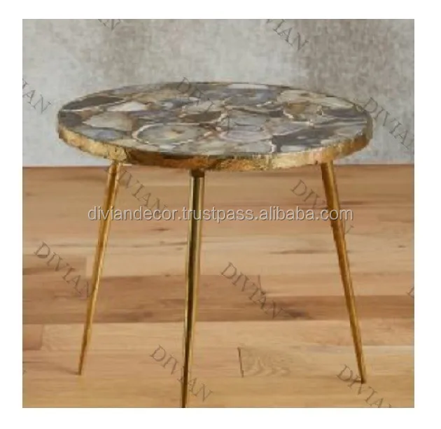 Indian Luxurious Round Agate Table Top Beautiful Agate Table For Home Hotel Restaurant High End Wholesale Agate Table