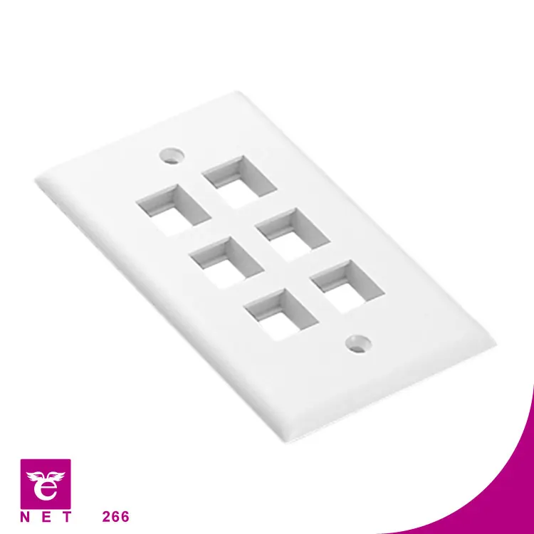 Single Gang 6-port white wall plate USA Keystone