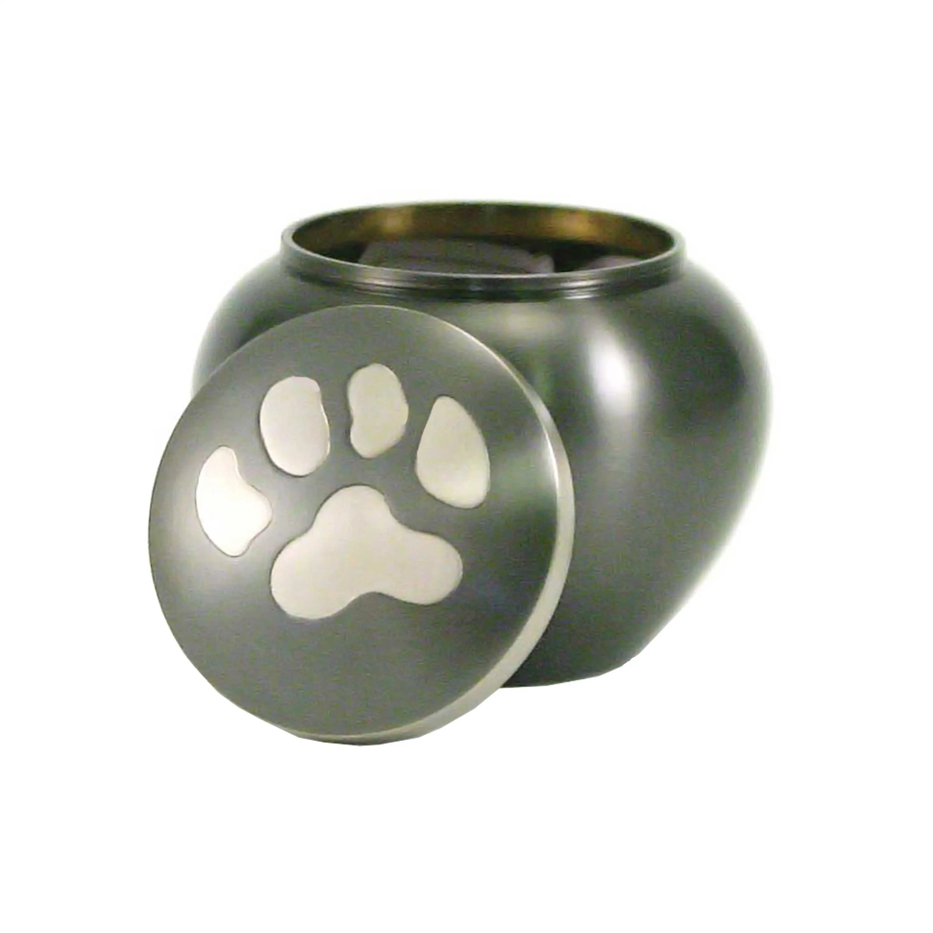 Silver Paw Print Glossy Grey Pet Urn Hot Selling Beautiful Shimmering Charcoal Urn Great Quality Handicraft at Best Wholesale Pr