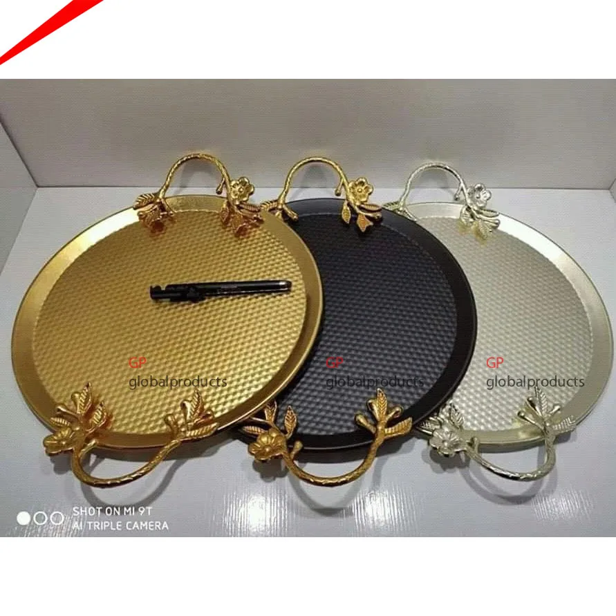 unique attractive design white marble serving tray with decorative brass handles kitchenware serving tray