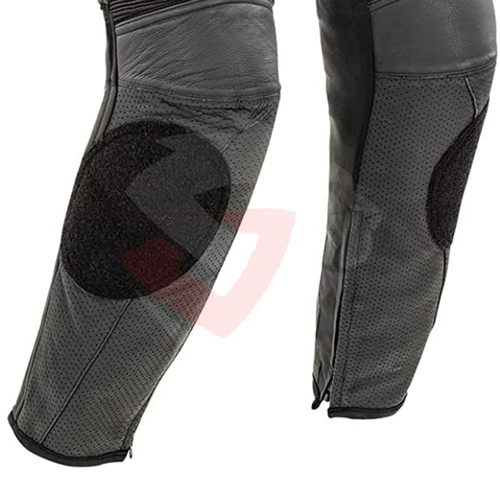 Mens Black Leather Motorcycle Pant Padded Trouser Motorbike Pant Padded Biker Racing Armor Pants