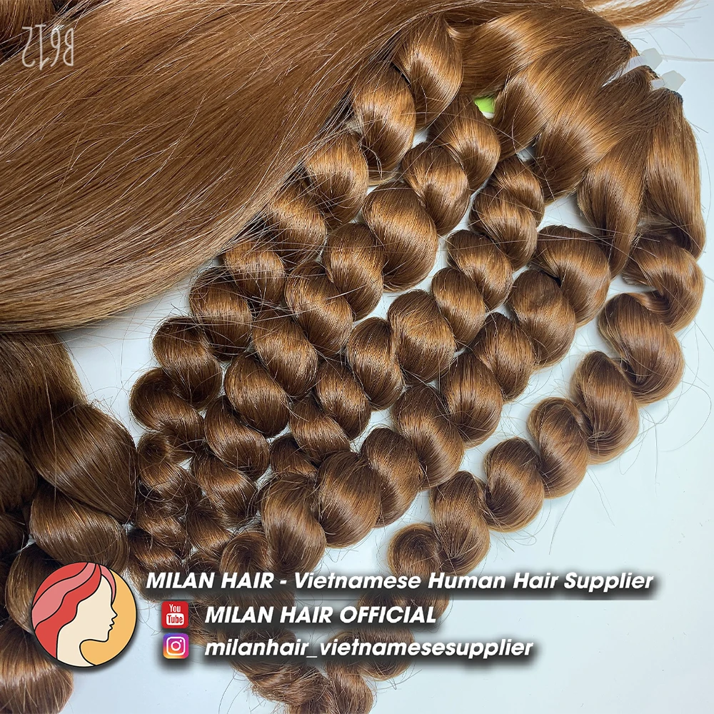 Chestnut Brown Color Vietnam Factory Wholesale High-Quality Curly Hair From 100% Natural Human Hair Weaving