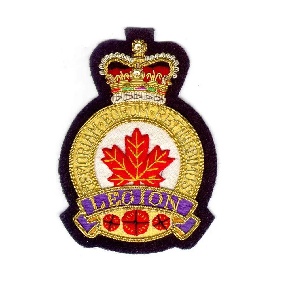 Customized Size Blazer Cloth Badge Hand Embroidered Canadian Crest Family Crest Magnetic Sequin Sew-On Style with Custom Logo