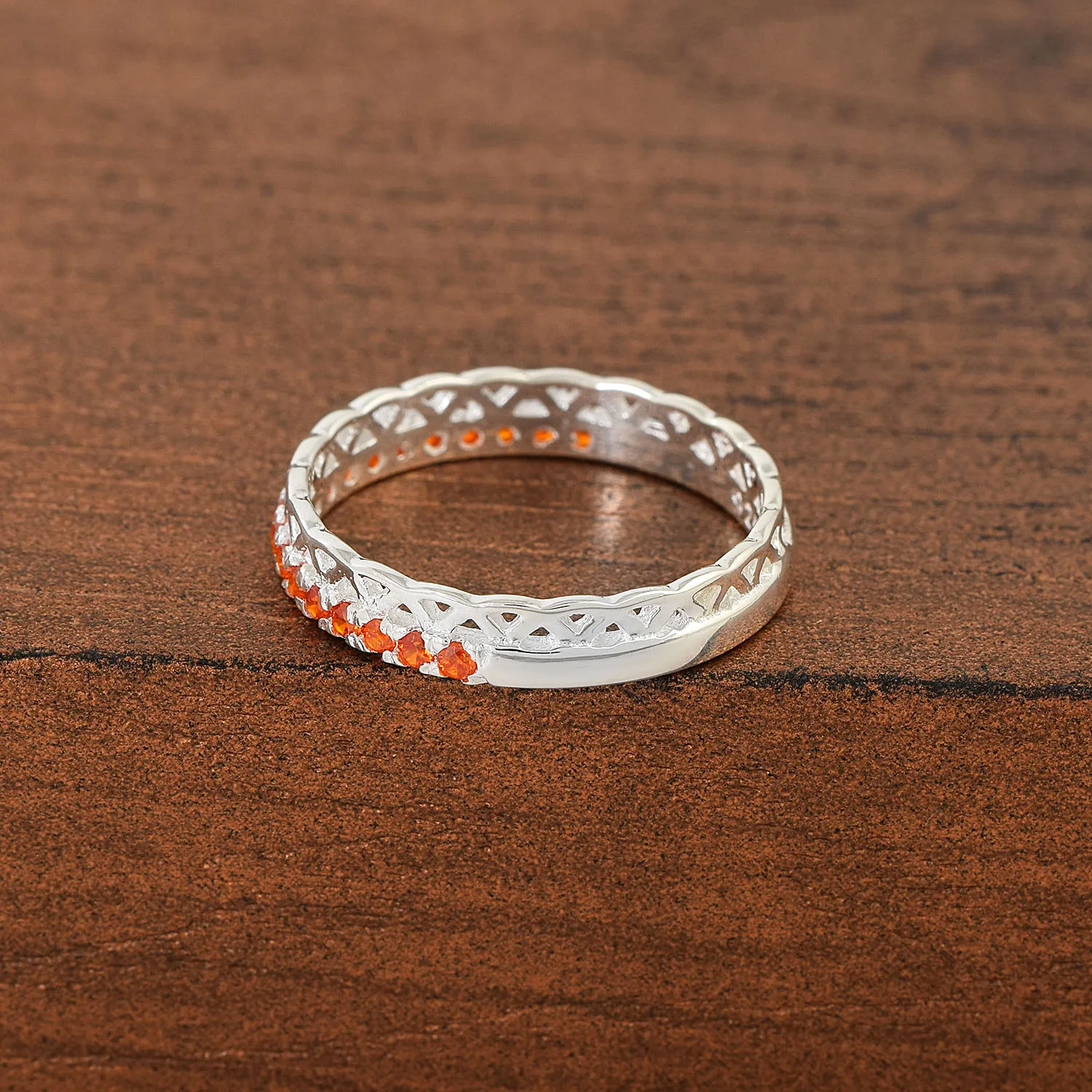 925 Sterling Silver Crown Design Stylish Minimalist Half Eternity Band Carnelian Gemstone Band Ring Fine Jewelry For Her