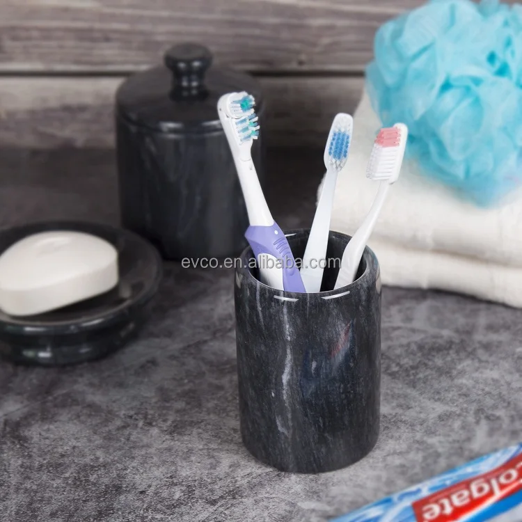 Spa Collection Natural Black Marble Bathroom Tumbler