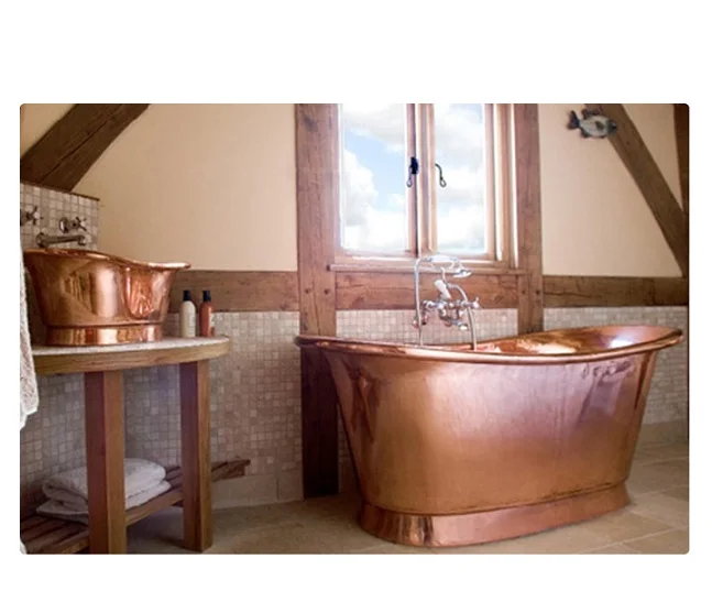 100% Pure Copper Bathtub For Use Bathroom Accessories New Fancy Design Curved Design Best Factory Direct Rate High Quality