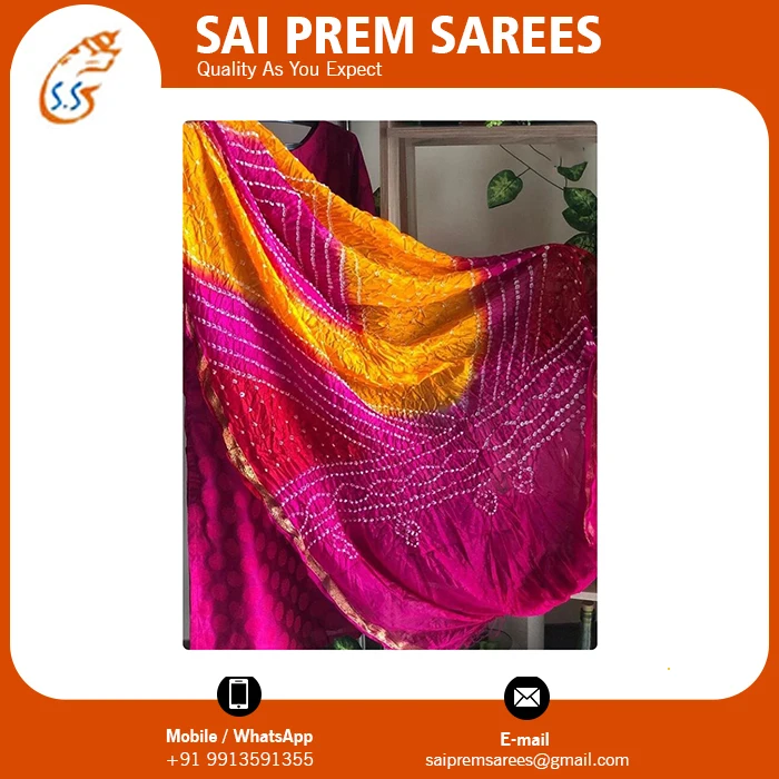 Wholesale Price Heavy Work Bandhani Dupatta New Beautiful Printed Bandhani Dupatta