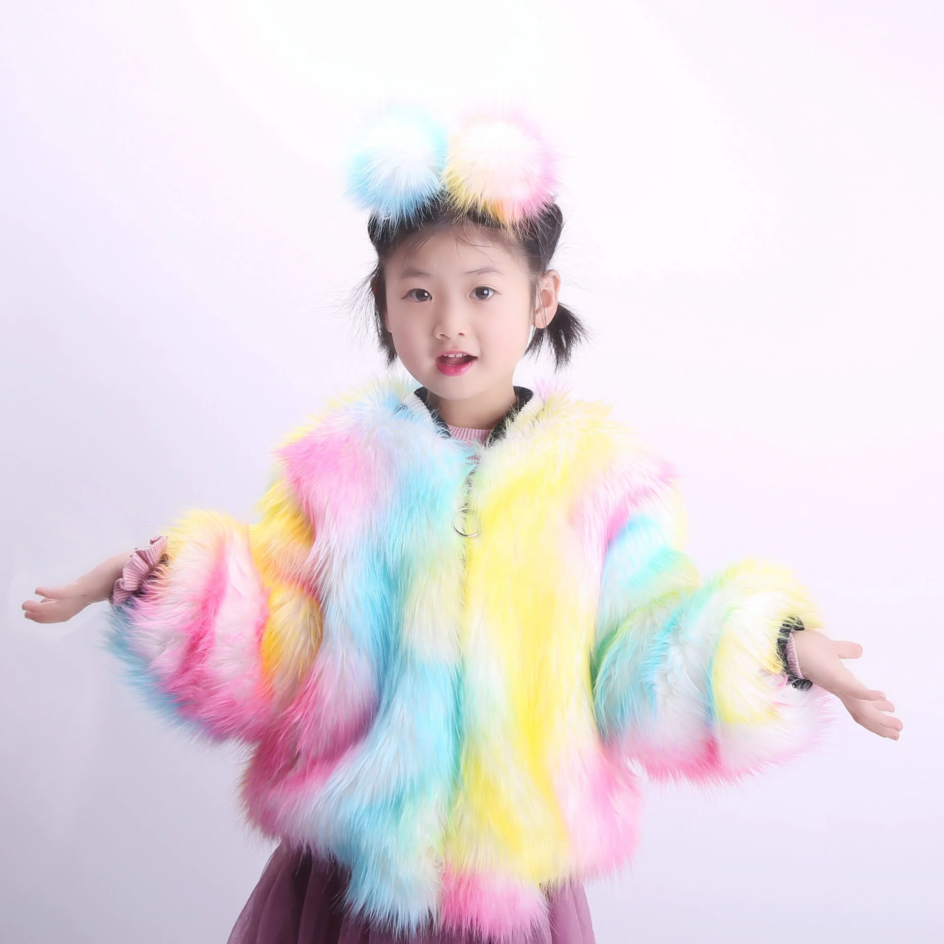 
Wholesale Cute Children Faux Fur Jackets Colorful Winter Designer Kids Fur Coats 