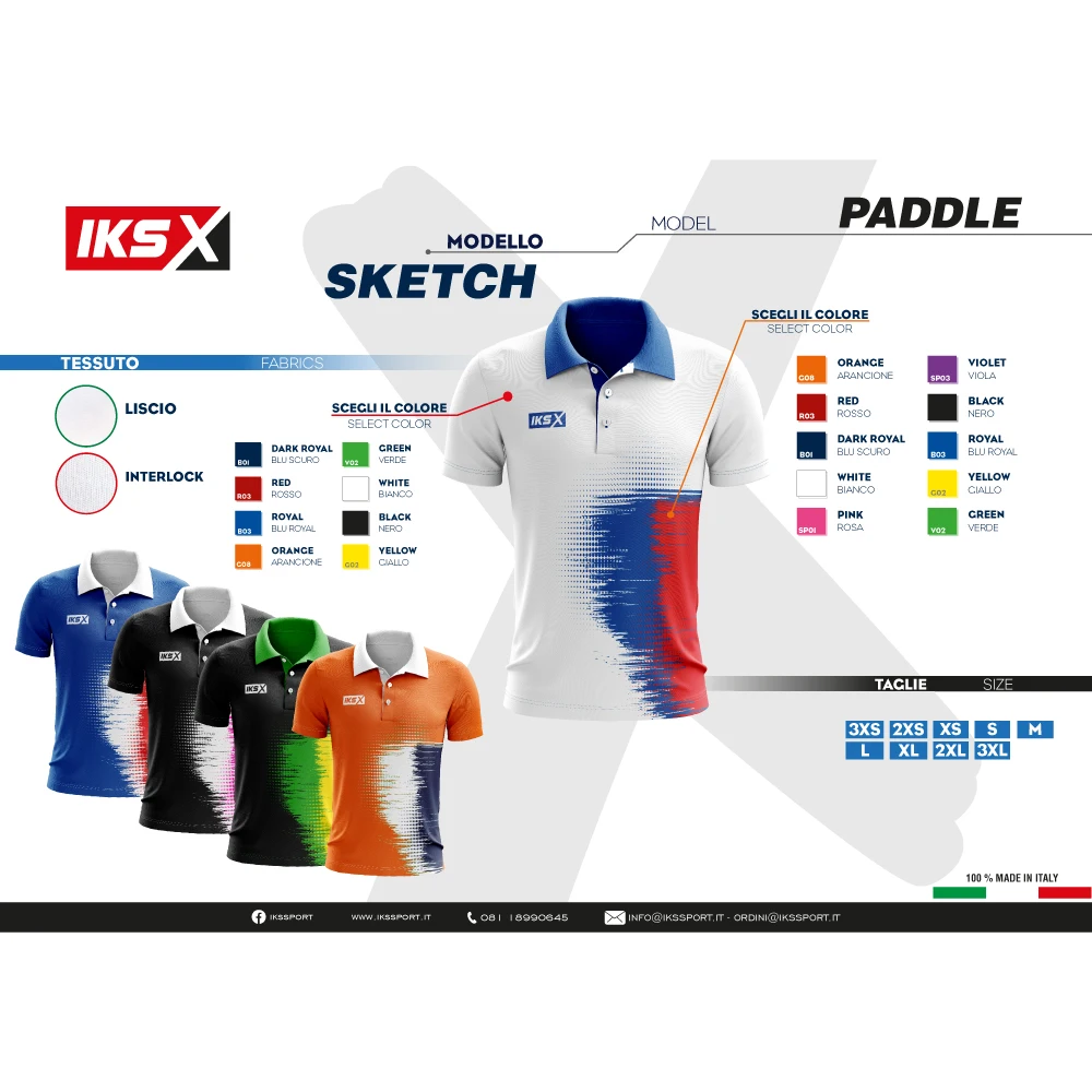 
Custom Logo Best Italian Tennis Paddle Uniform SUBLIMATIC PRINT 