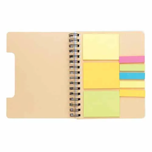 XD Collection A5 Kraft Recycled Paper Spiral Notebook with Sticky Notes P772.119