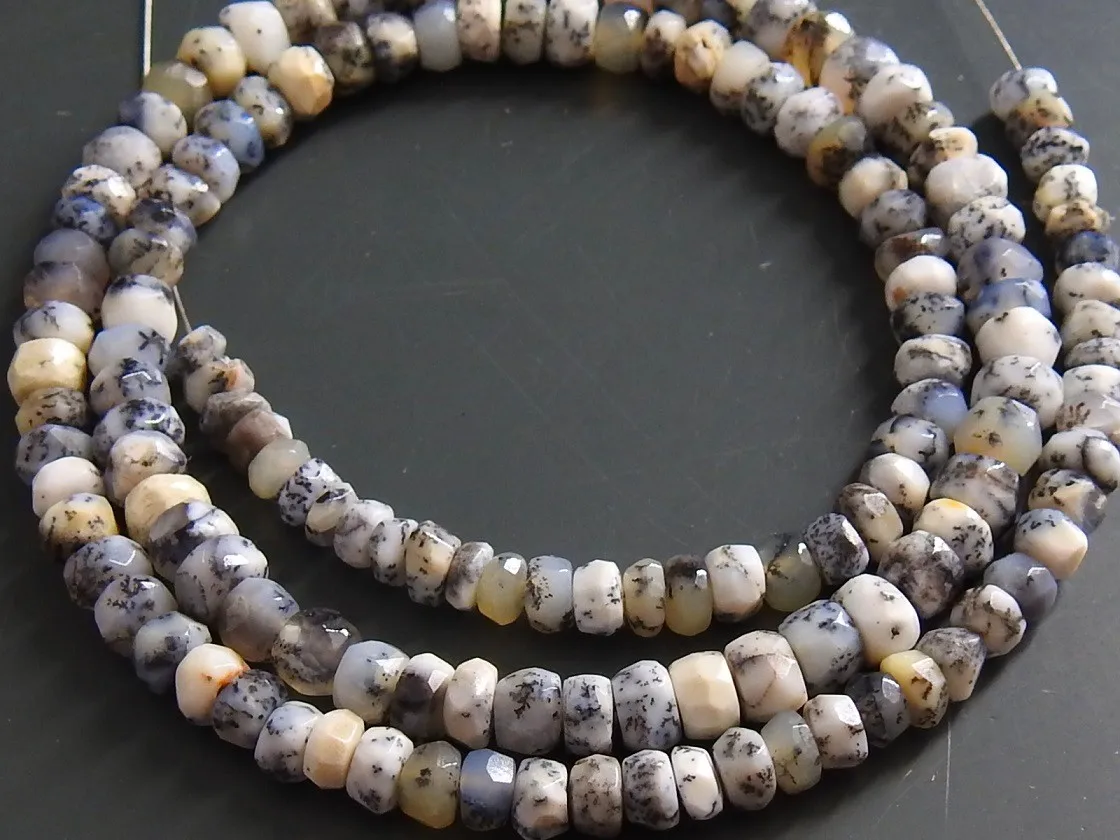100%Natural Dendrite Opal Faceted Roundel Bead Loose Stone Handmade Shaded Necklace For Making Jewelry