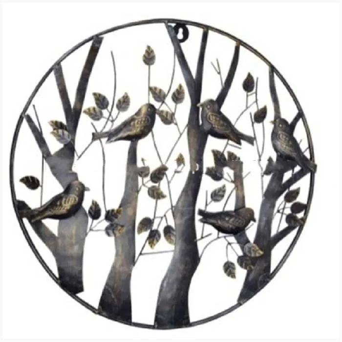 Round Bird on Tree Shape Wall Art