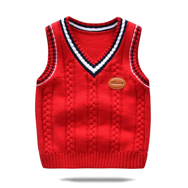 Wholesale College Style School Uniform Teen Boys Girls Fashionable Sleeveless Vest Pullover Sweater Breathable Regular Winter