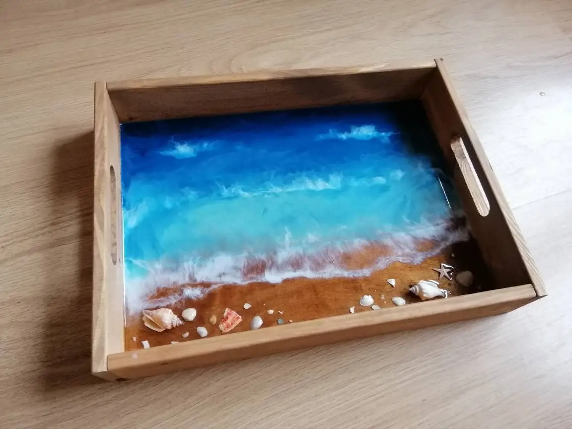 Деревянный поднос ручной работы из смолы для сервировки еды деревянный манго и акации