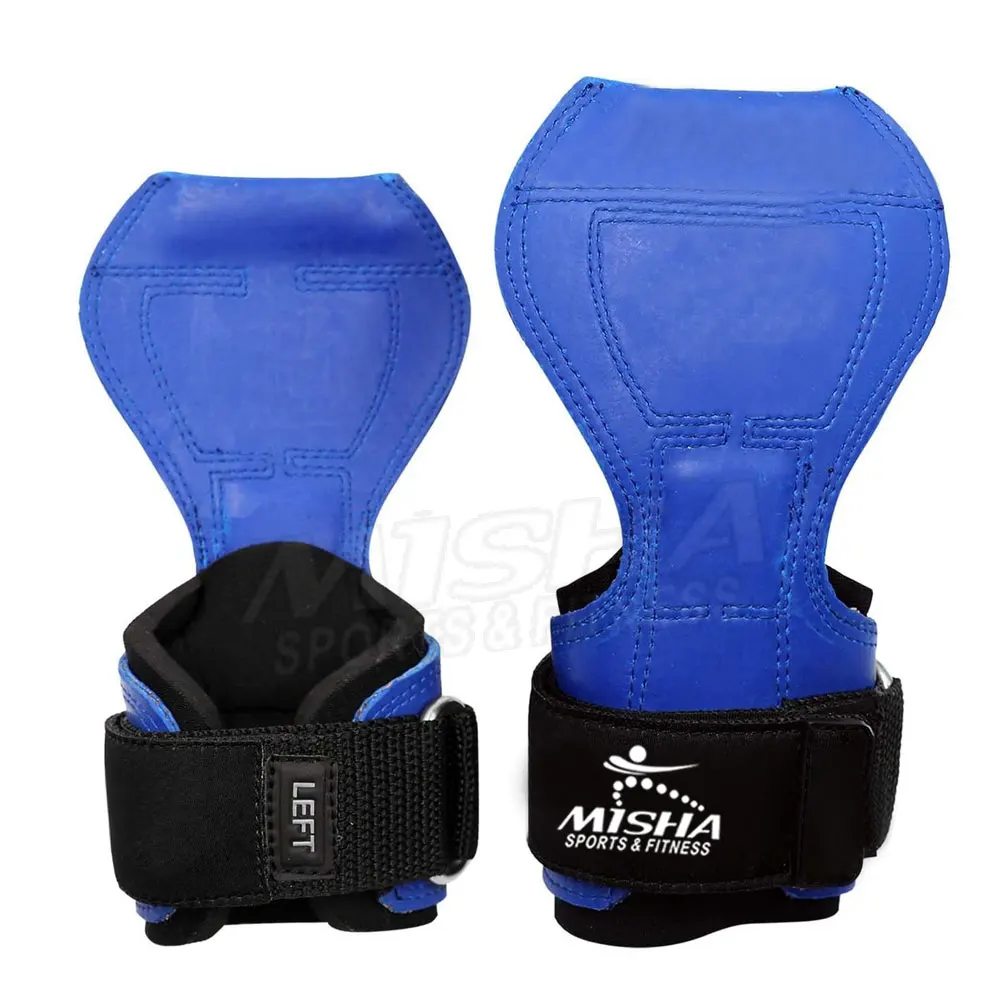 Wholesale Gym Fitness Power Weightlifting Brace Wrist Hooks Grips Gymnastics Hand Grips Leather Power Lifting Grips