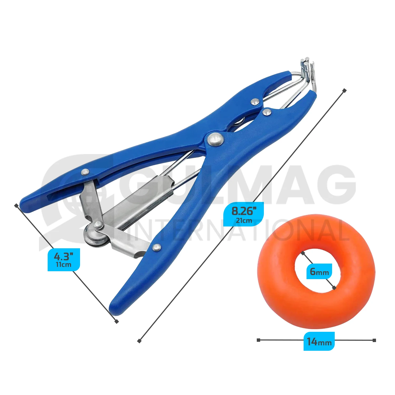 Puppy Tail Banding Elastrator with FREE 100 Castrator Rings Castration Plier for Cattle Goat Cow veterinary Instruments Tools