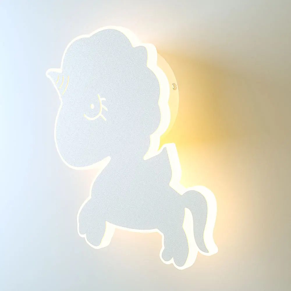 Светодиодная настенная акриловая лампа в форме единорога, мягкий потолочный светильник с утапливаемым креплением для детской, спальни, гостиной, детского сада