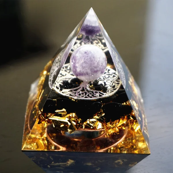 Orgonite HANDMADE INDIGO GABRO PYRAMID WITH CHARGE GOLDEN POINT || From Amayra Crystals Exports