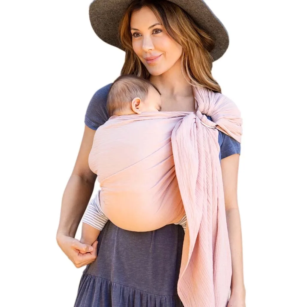 Premium Quality Bamboo Linen Whole sale price ergonomic Organic certified cute baby sleeping baby wrap with rings