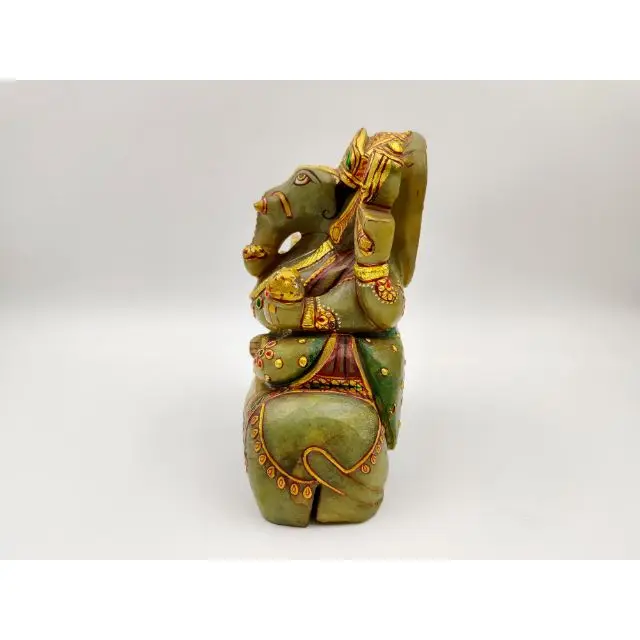 Green Aventurine Mouse Painting Ganesh Lord Ganesha Vinayaka Ganapati Statue carving labradorite stone