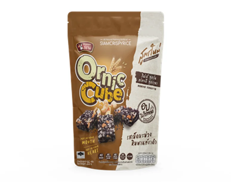 Orniccube Crispy Riceberry with Cashew nuts & Black sesame 35g Vegan Products Premium Quality from Thailand for 100% Export