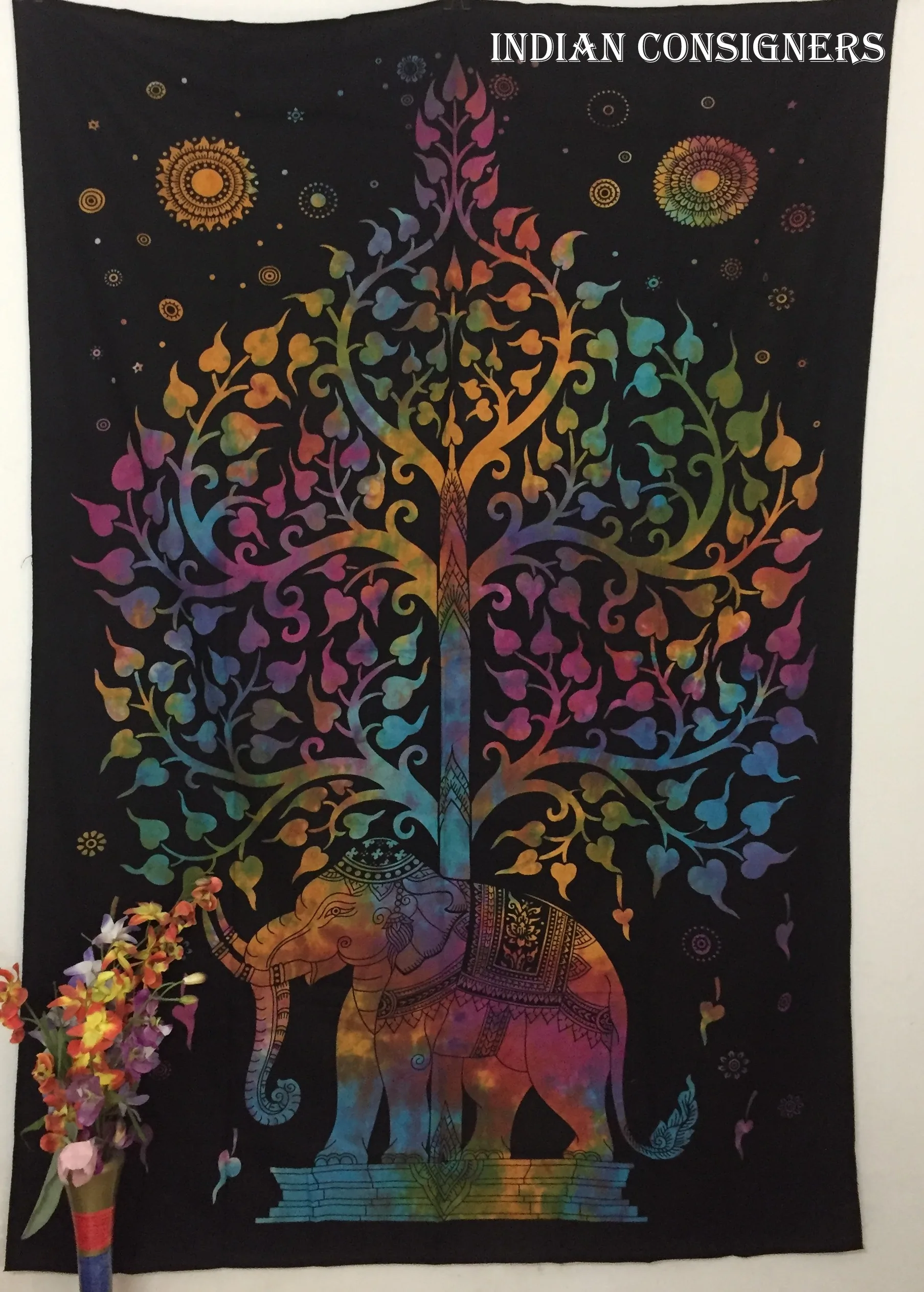 Wholesale 24 PCS Bohemian Floral Tapestry Handmade Multi-Color Cotton Twin Size Wall Decor for Bedroom Home Decor