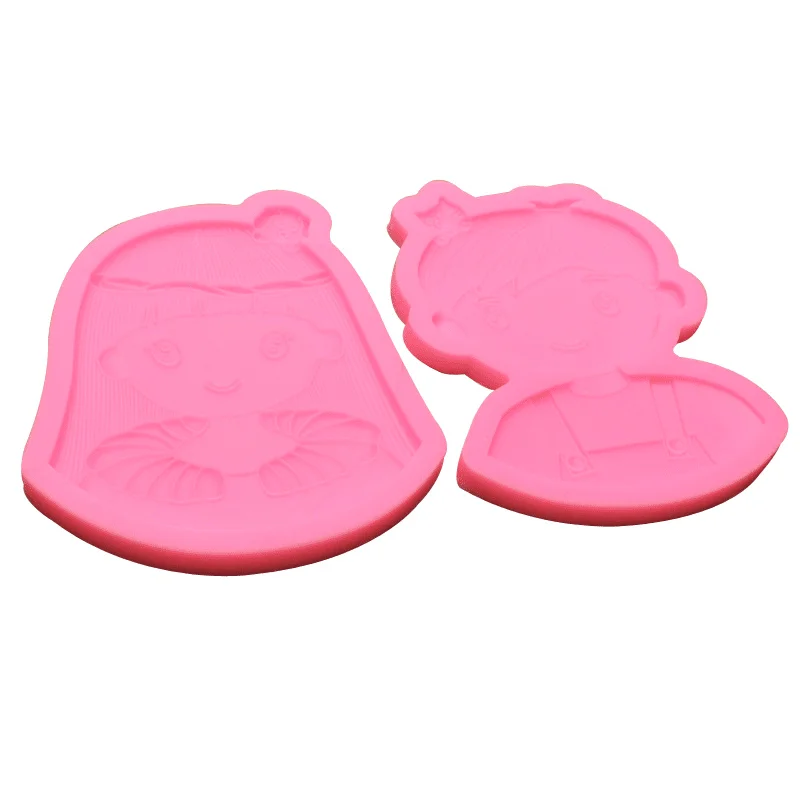 
FBA Drop ship Boys and Girls Silicone Chocolate Mold Baby Fondant Candy Non-Stick Food Grade Cake Decorating Polymer Clay 