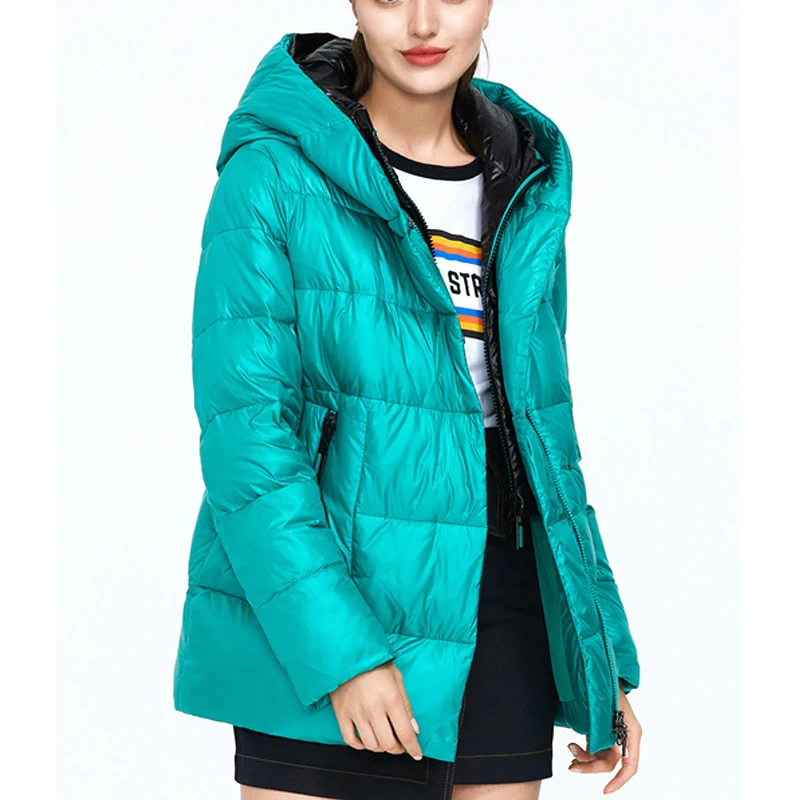 
 Парка пуховая женская с капюшоном, теплая верхняя одежда на молнии, модный плотный пуховик  