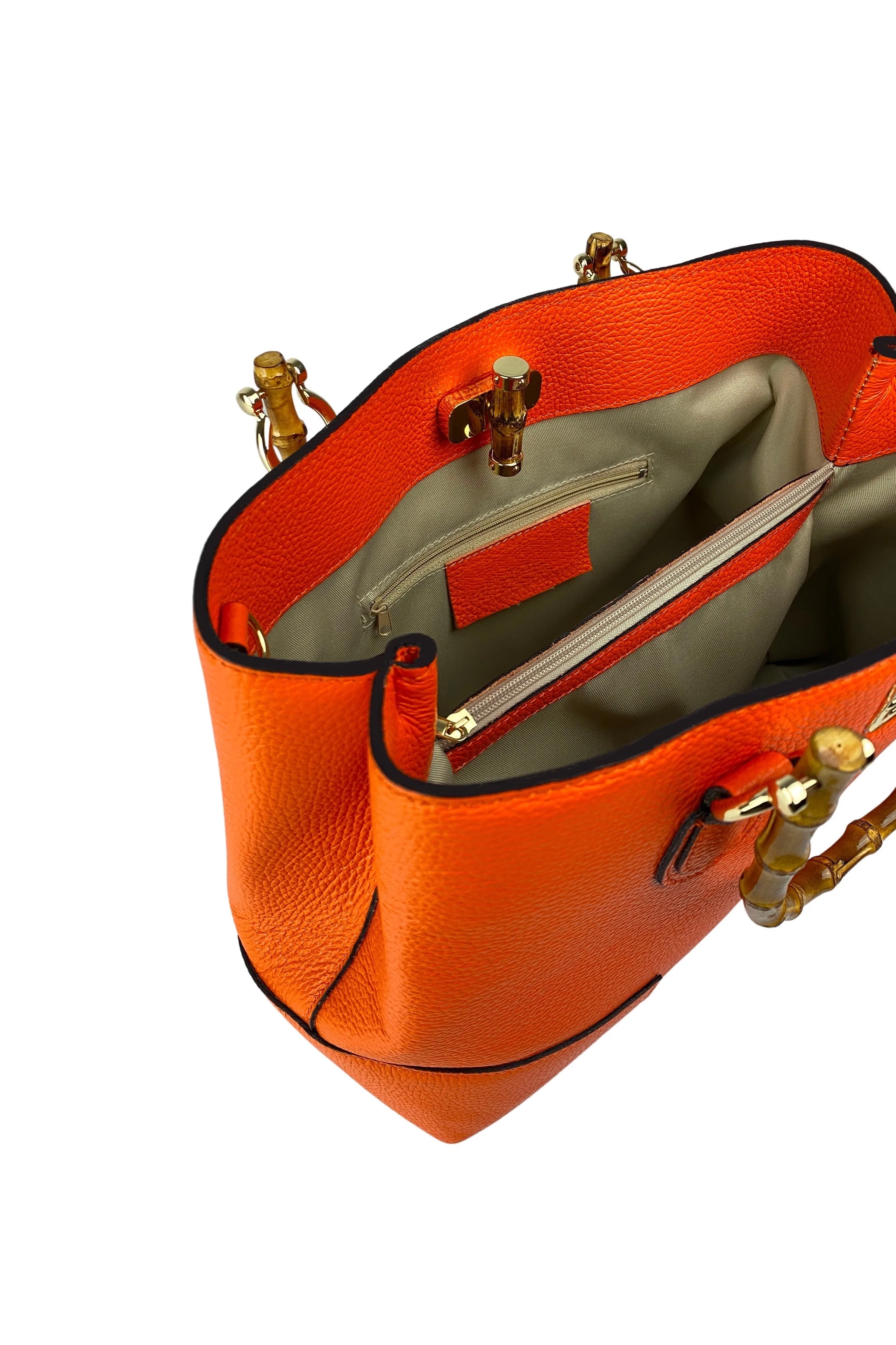 Best Seller Leather Handbags for women luxury Genuine Leather Designer bags Made in Italy Bamboo Handles