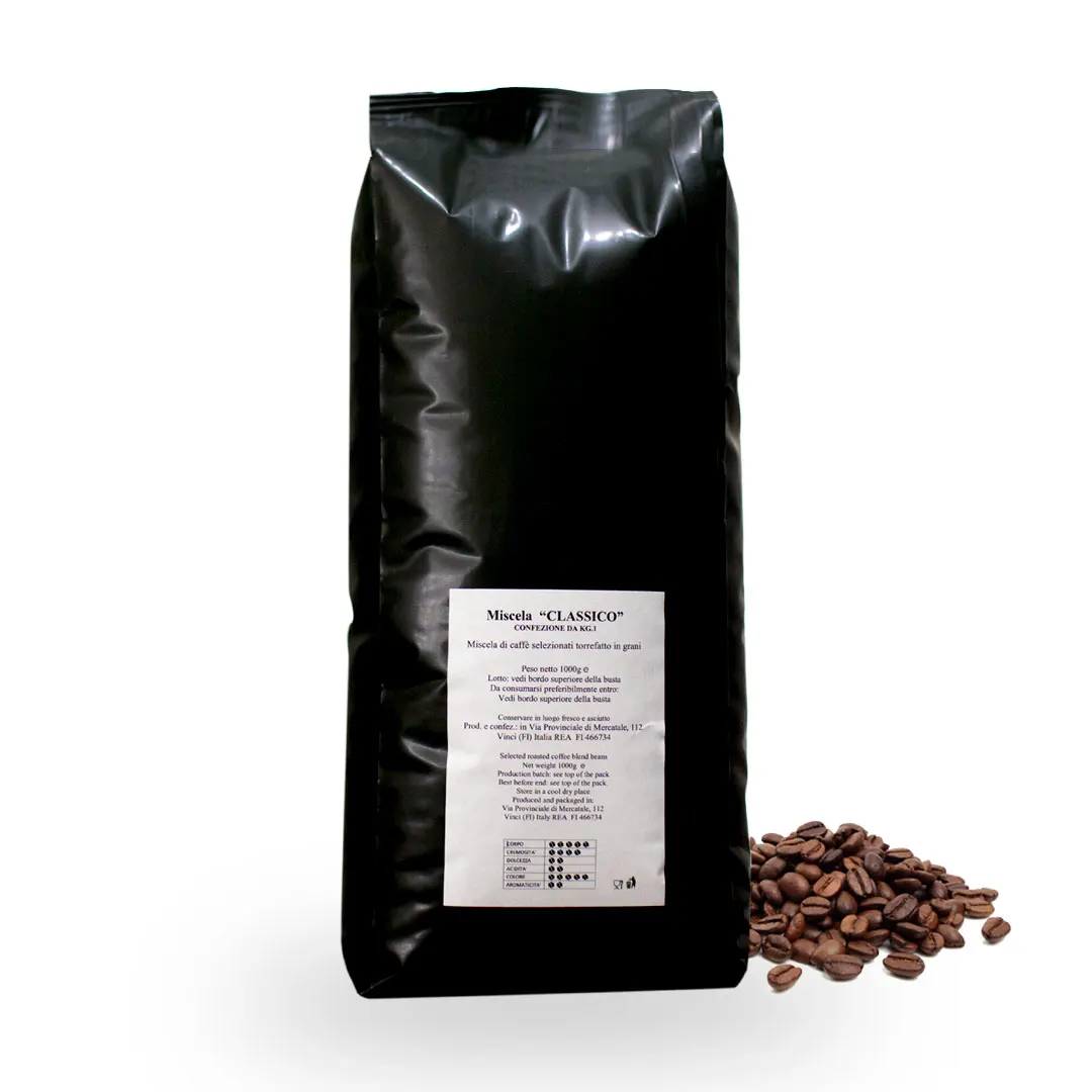Made in Italy Premium Quality 55% Arabica 45%Robusta 1 kg Coffee beans roasted for espresso machines