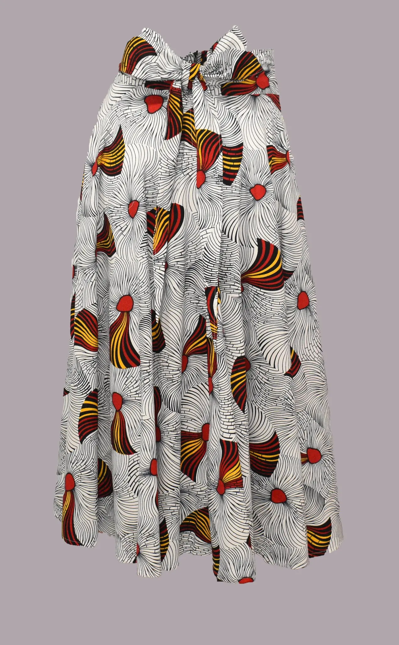 
White Long Maxi Skirt Original Superior Wax Dutch Hollandais Printed UV Fabric 