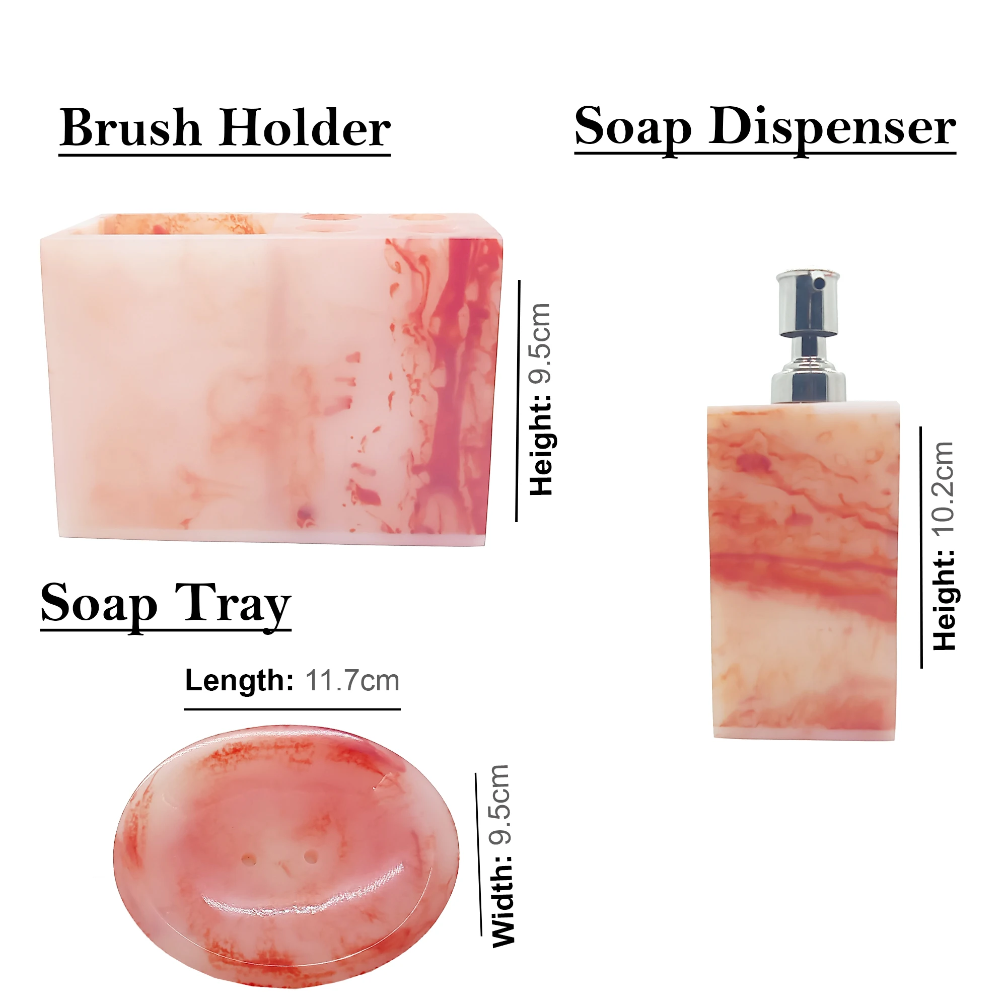 Resin Luxurious Bathroom Set Marble Look Bathroom Accessories Set 4 Pieces Dispenser Toothbrush Holder Towel Tray  Soap Dish