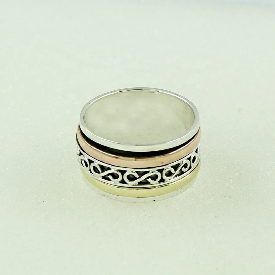 S Loop Shape Band Tension Remover 925 Sterling Silver Spinner Rings Exporter Jewelry